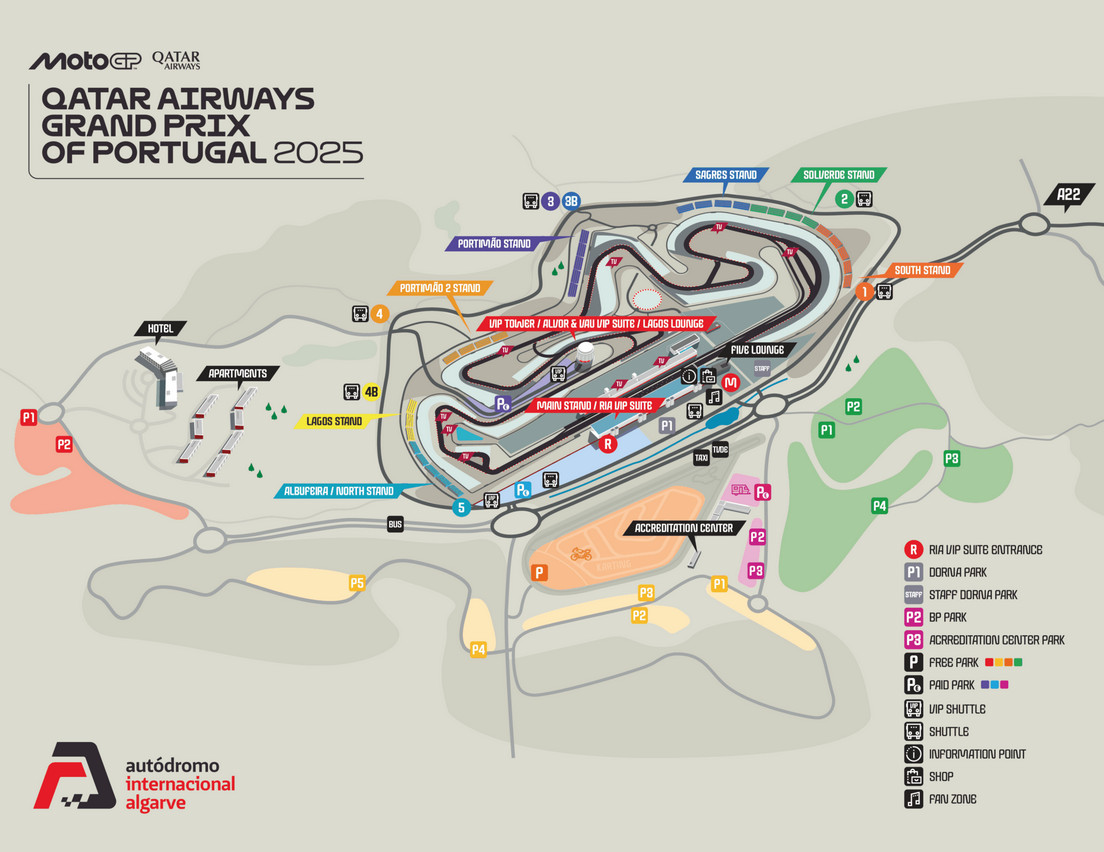 Mapa de los stands del circuito de Portimao